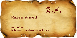Reiss Ahmed névjegykártya